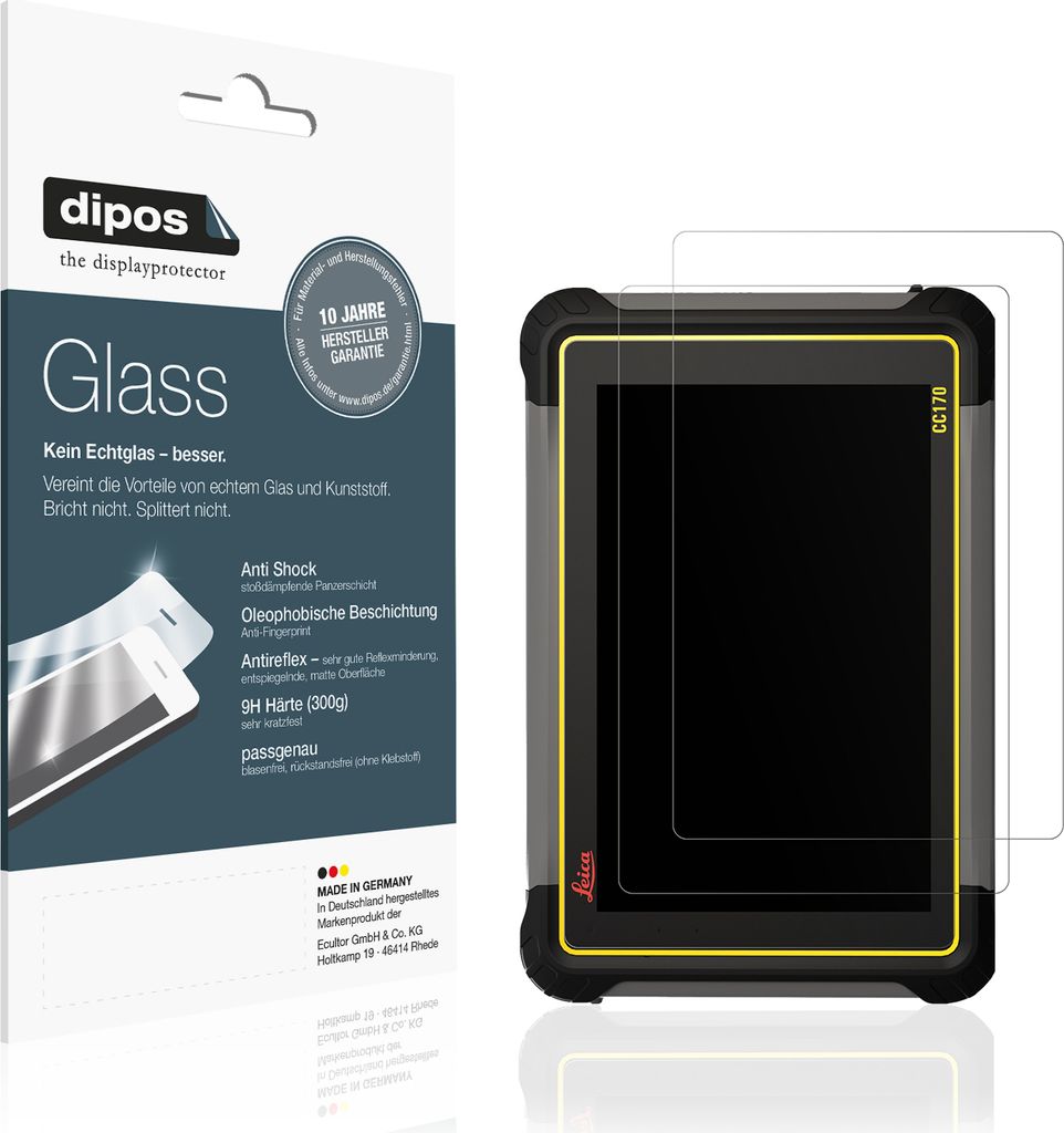 2x Schutzfolie für Leica iCON CC170 matt - Anti-Shock 9H Folie dipos Glass Kunststoffglas