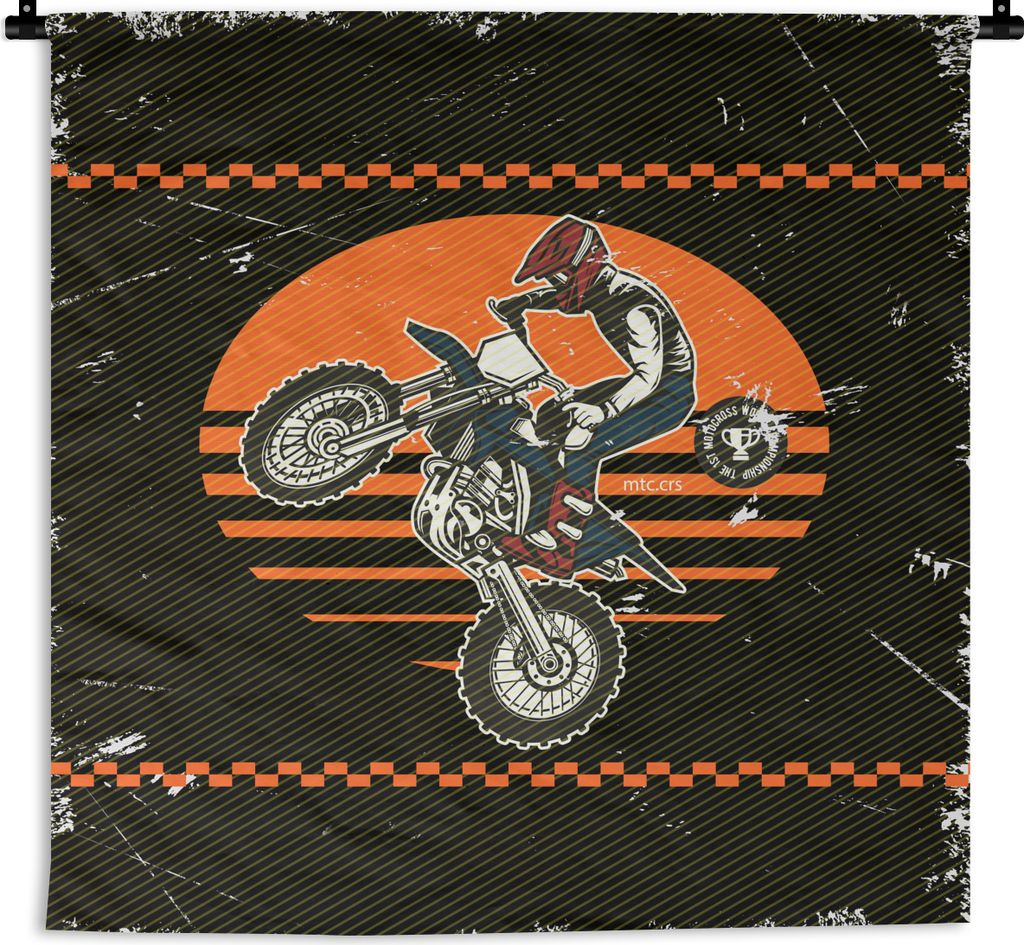 MuchoWow Wandteppich Wandbehang Jahrgang - Motorrad - Design 150x150 cm Tapisserie Dekoration Wandtuch - Wohnaccessoires - Modernes