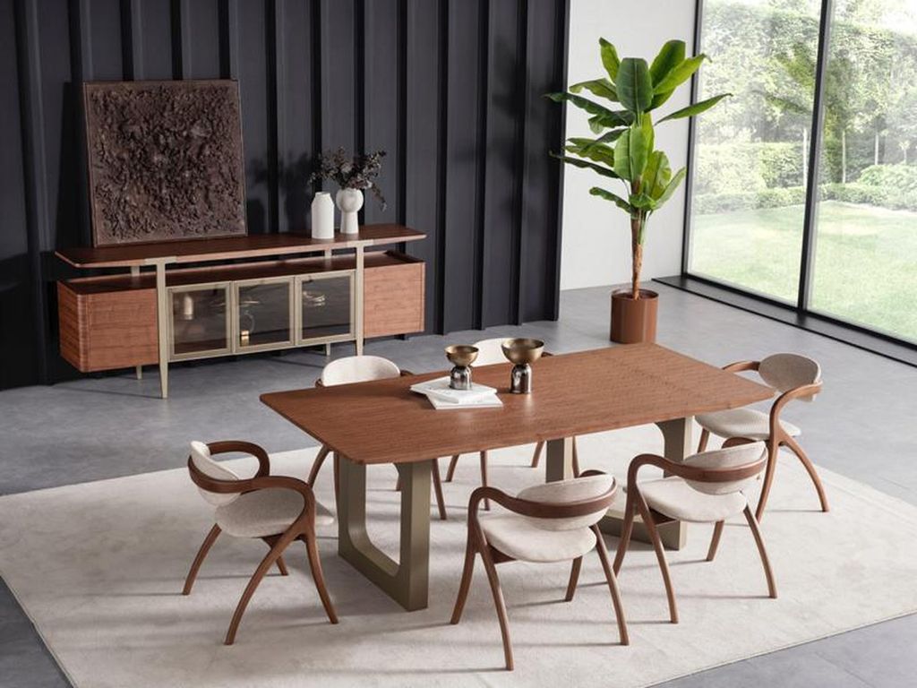 Esszimmer Garnitur Essgruppe Kommode 6x Lehnstuhl Tisch Sideboard 8 tlg