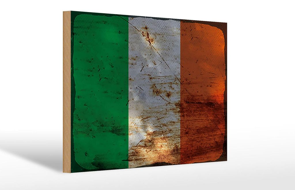 Holzschild Flagge Irland 30x20cm Flag of Ireland Rost
