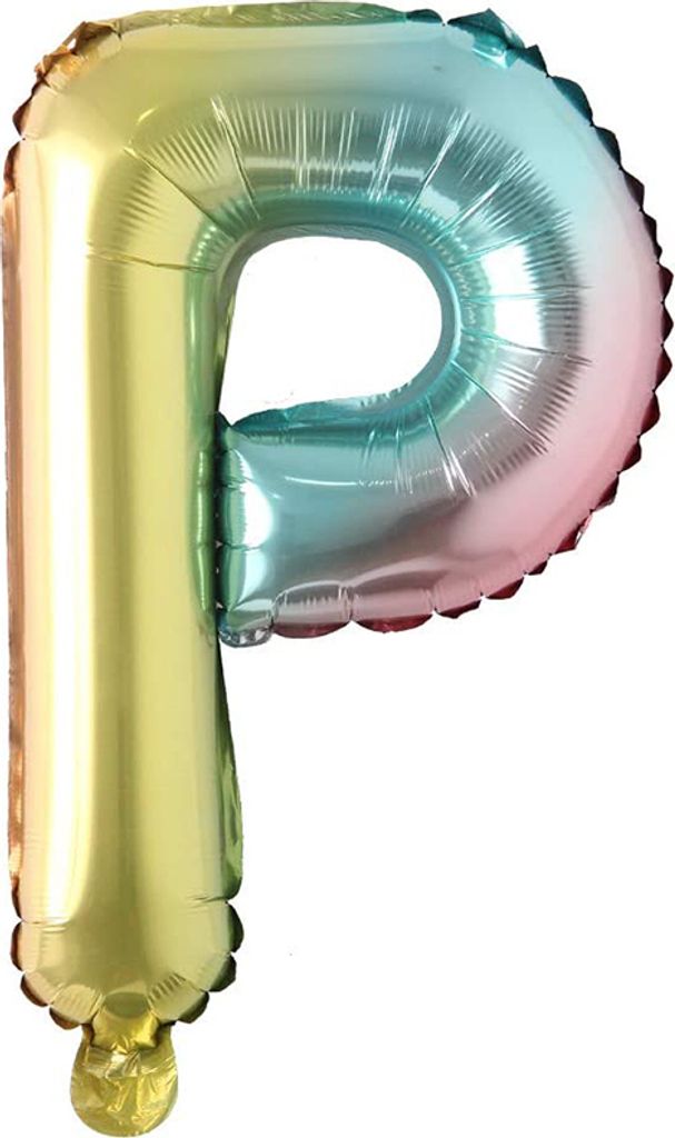 Folienballon Buchstabe P, regenbogen bunt, ca. 40 cm, für Produktbild 