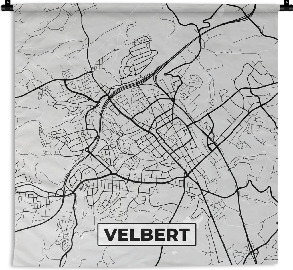 MuchoWow Wandteppich Wandbehang Deutschland - Karte - Velbert - Stadtplan 150x150 cm Tapisserie Dekoration Wandtuch - Wohnaccessoires - Modernes