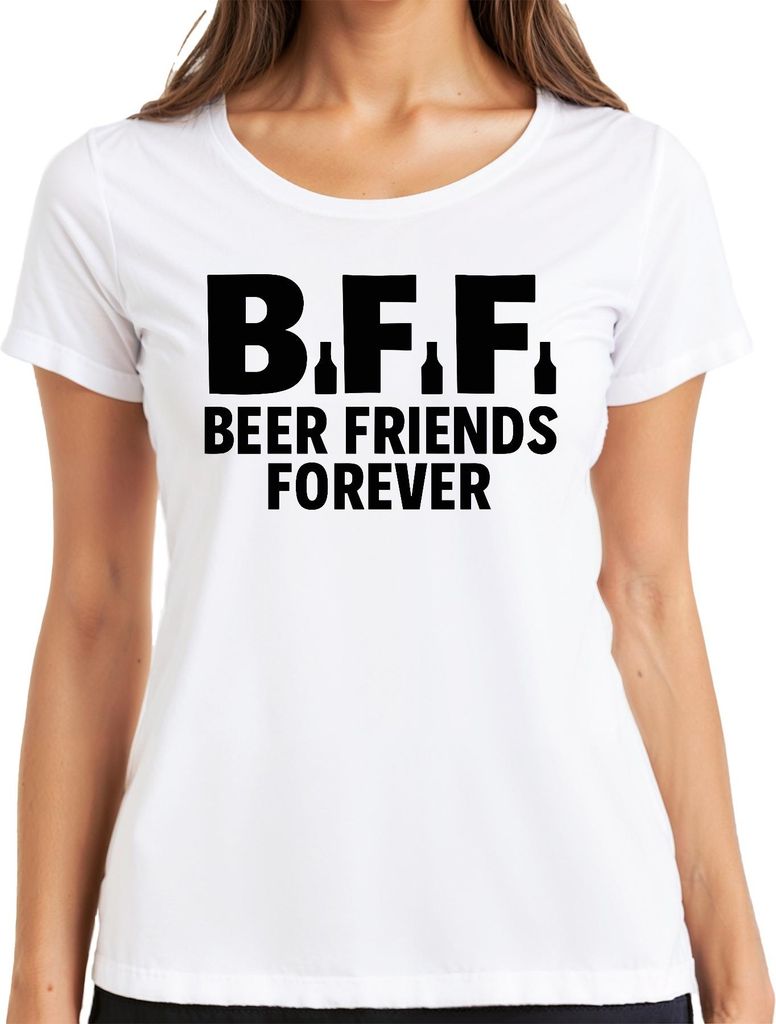 BFF Bier Freunde Für Immer Party Geschenk JGA Kneipe Vatertag Damen T-Shirt, Weiß, 3XL