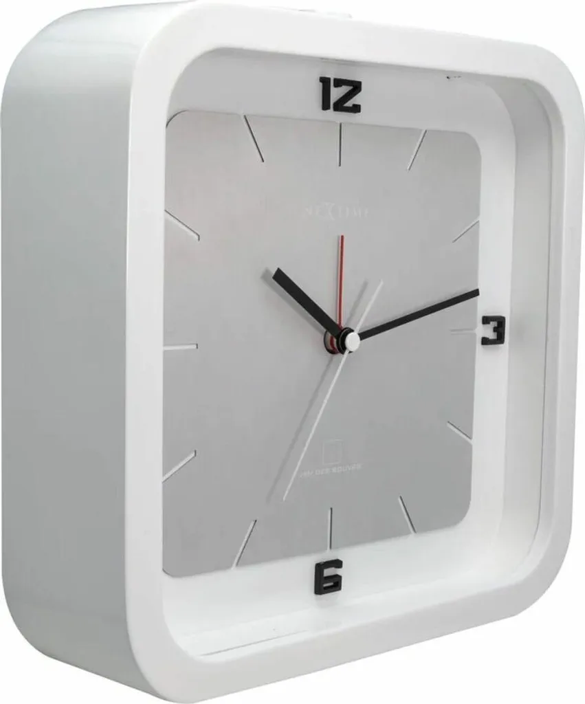 Réveil à poser blanc format carré 20cm NeXtime pour table de chevet - 3