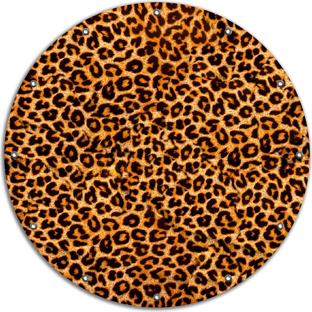 Wallario rundes Outdoor-Poster für Garten oder Balkon, Motiv Leopardenmuster in orange schwarz, 90 cm Durchmesser