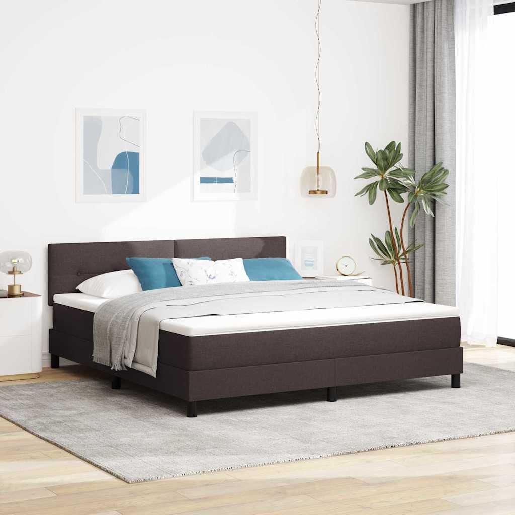 Möbel Boxspringbett mit Matratze Dunkelbraun 180 x 200 cm Stoff - Klassische Betten 3342229