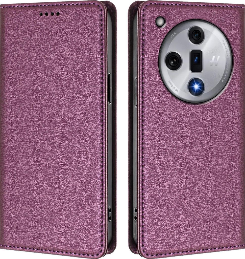 Handyhülle für Oppo Find X7, Kunstleder Klapphülle Stoßfeste Magnetische Hülle mit Ständer Lila