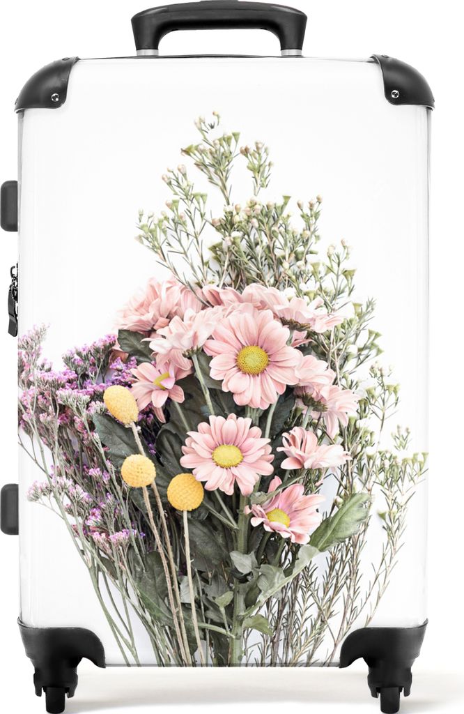NoBoringSuitcases.com Großer Koffer - Blumen - Strauß - Natur - Pflanzen - Frühling - Kombinationsschloss TSA - Hartschalen Trolley 4 Rollen -...