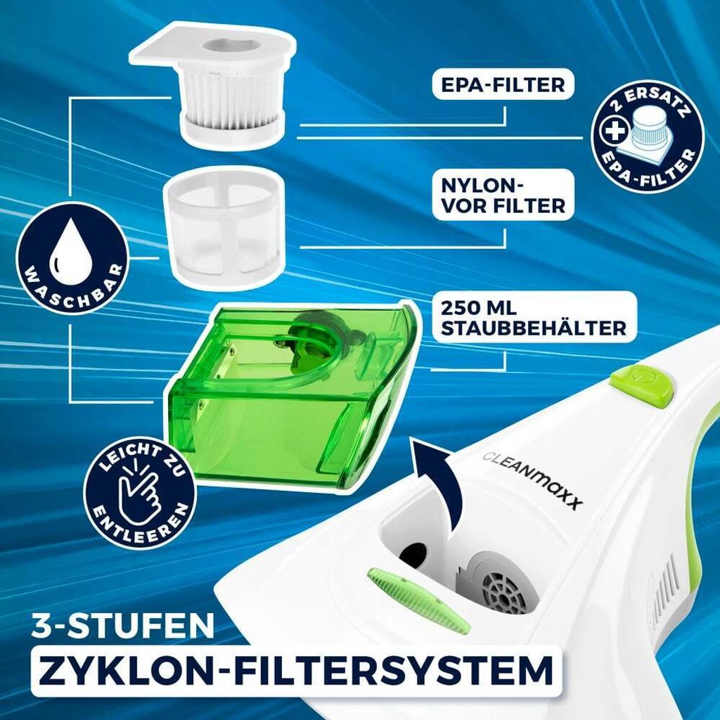 CLEANmaxx Milben-Handstaubsauger mit UV-C-Licht 300W Produktbild 6