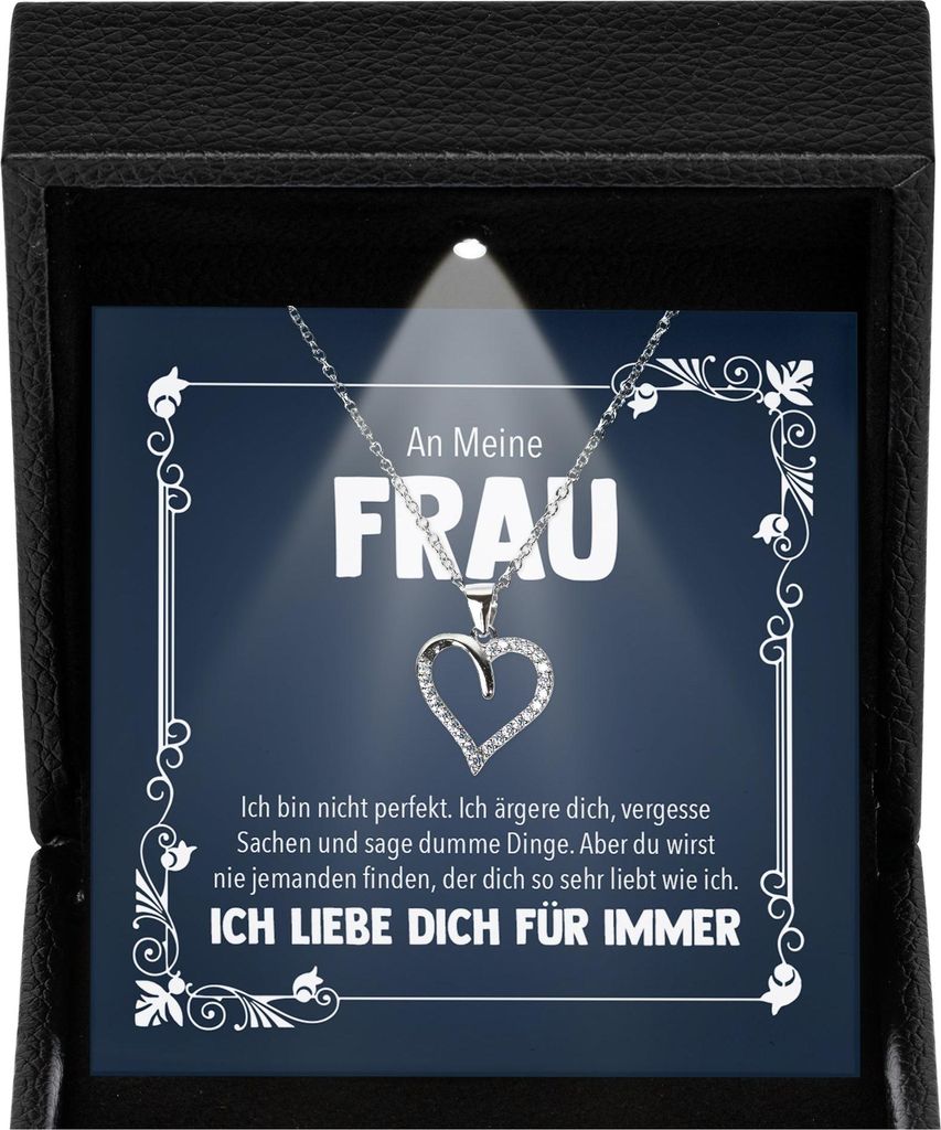 22Feels Ehefrau Geschenk Hochzeitstag Damen Schmuck - Silber 925/000 Herz Halskette - Frauen Schatz Valentinstag Geburtstag Weihnachten - Romantisc...