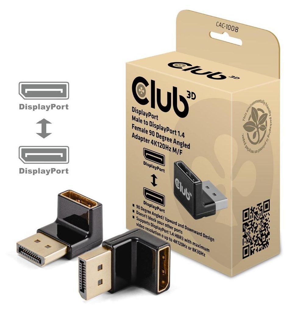 Club3D Adapter DP  > DP 1.4 90° abgewinkelt   4K@120Hz Obrázok produktu 