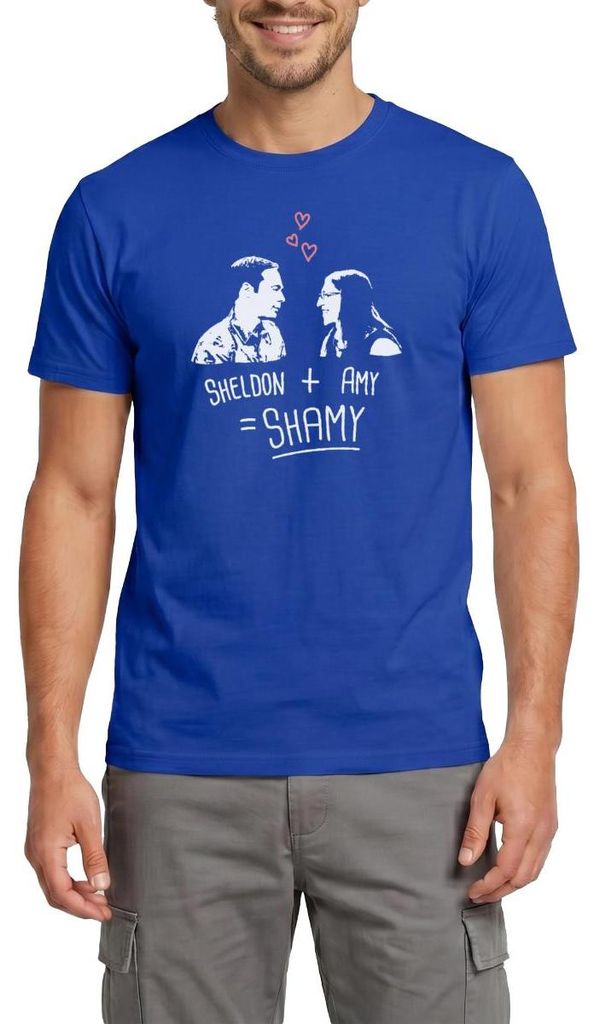 Spreadshirt The Big Bang Theory Sheldon + Amy = Shamy Männer T-Shirt, 3XL, Dunkelblau