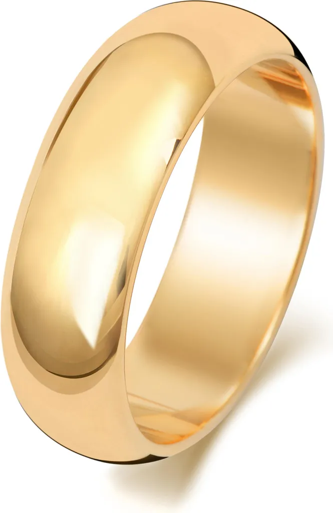Alliance Or Jaune 375 Forme D 6mm de Largeur Anneau Brillant Taille 60