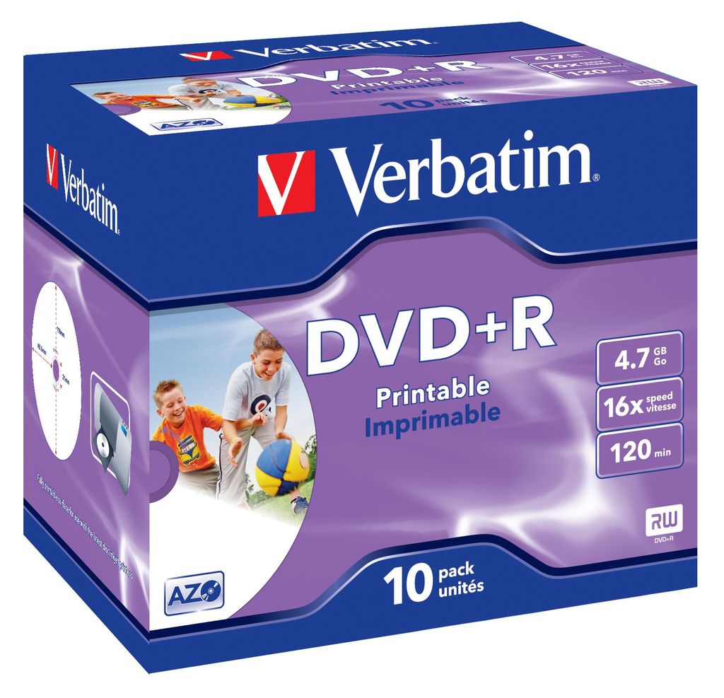 Verbatim DVD+R 43508 16x 47GB 120Min. Jewelcase 10 St./Pack
