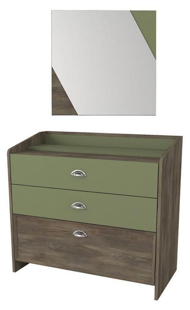 Jugendzimmer Luxus Kommoden mit Spiegel Grün Moderne Möbel stilvolles 2tlg