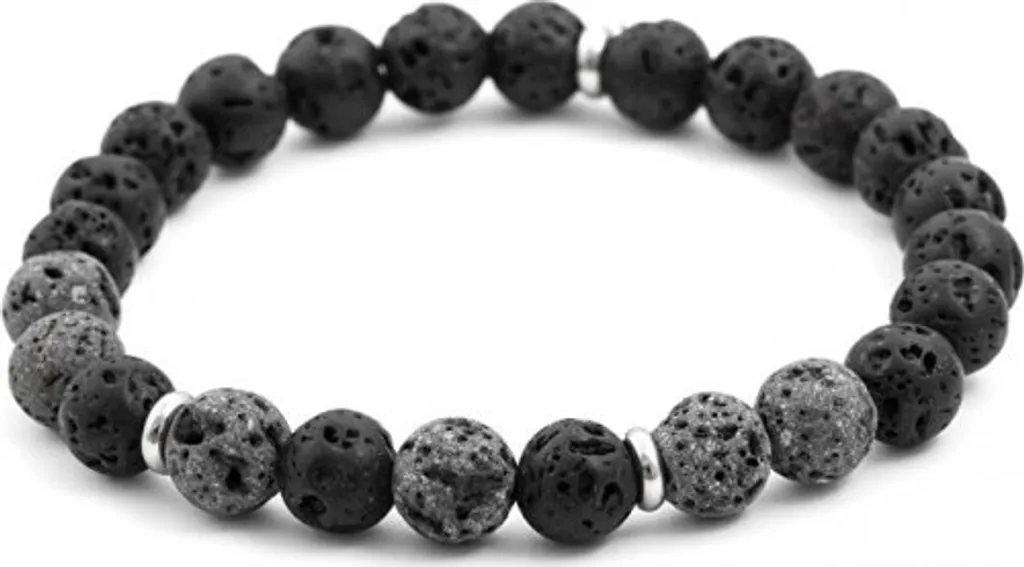 Bracelet pierre de lave naturelle noire MINK77/17 - Perles mates de 19 cm