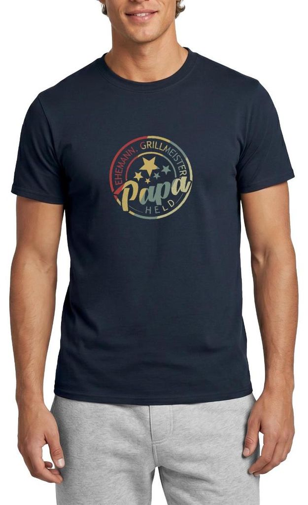 Spreadshirt Ehemann Grillmeister Papa Held BBQ Familienheld Männer T-Shirt, XXL, Navy