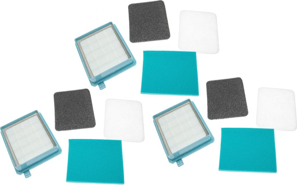 vhbw 6x Abluft-Filter, 3x HEPA-Filter, 3x Motoreinlassfilter kompatibel mit Grundig VCC 6670 A, GMN4150 Staubsauger