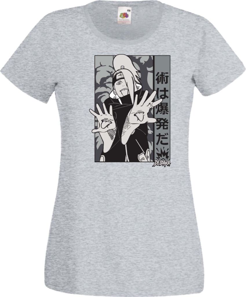 Damen T-Shirt Naruto Deidara Var-035, Lady M / Grau