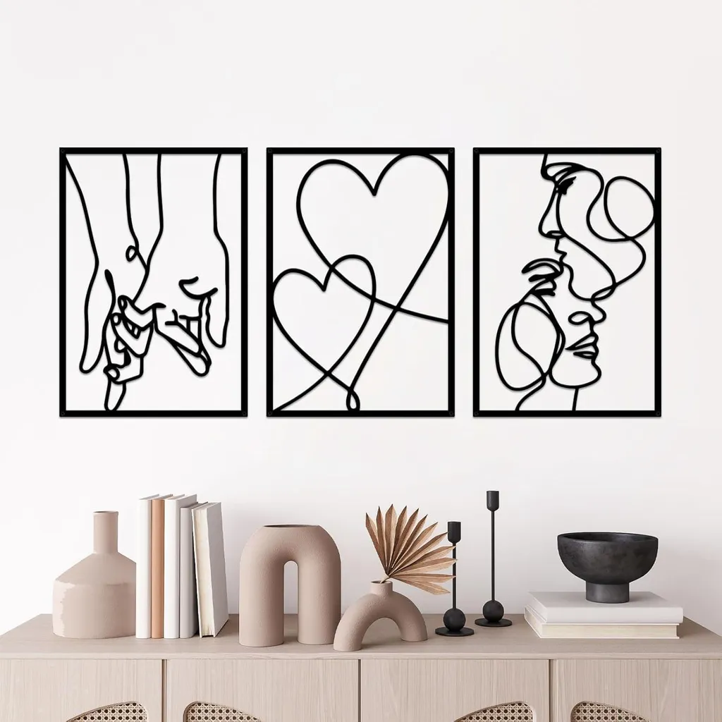 Decorazioni Parete Minimaliste ESTART Metallo Nero 3 Pezzi Moderni