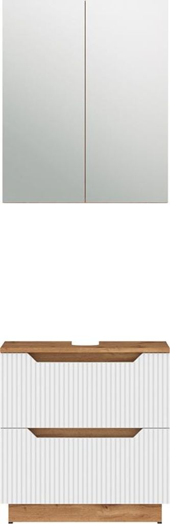 Vicco Badmöbel-Set Lotta, 2 Teile, Eiche/weiß gestreift