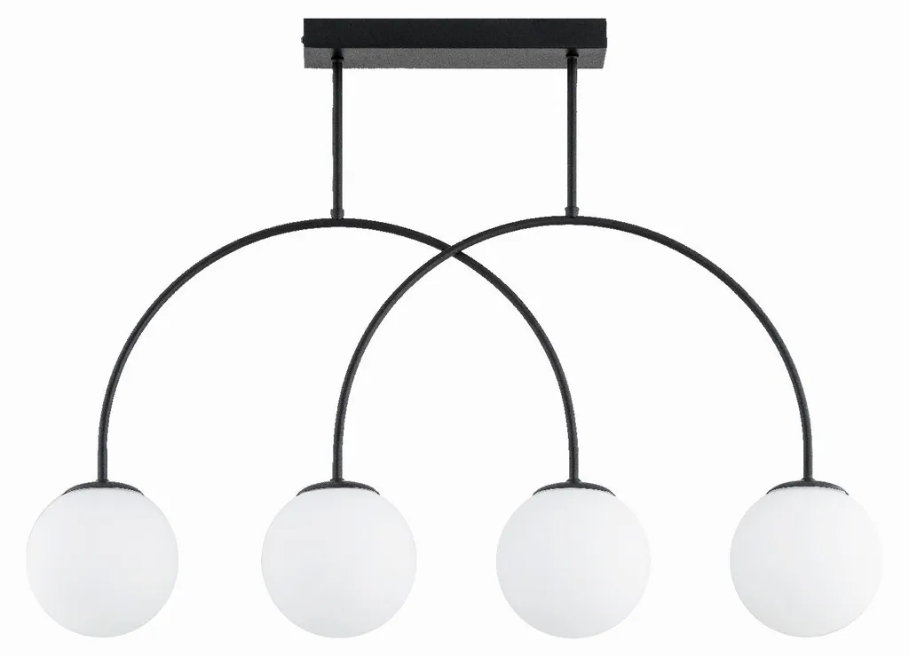 Suspension pour salle à manger DILAR noir blanc 4xE14 en verre Alfa