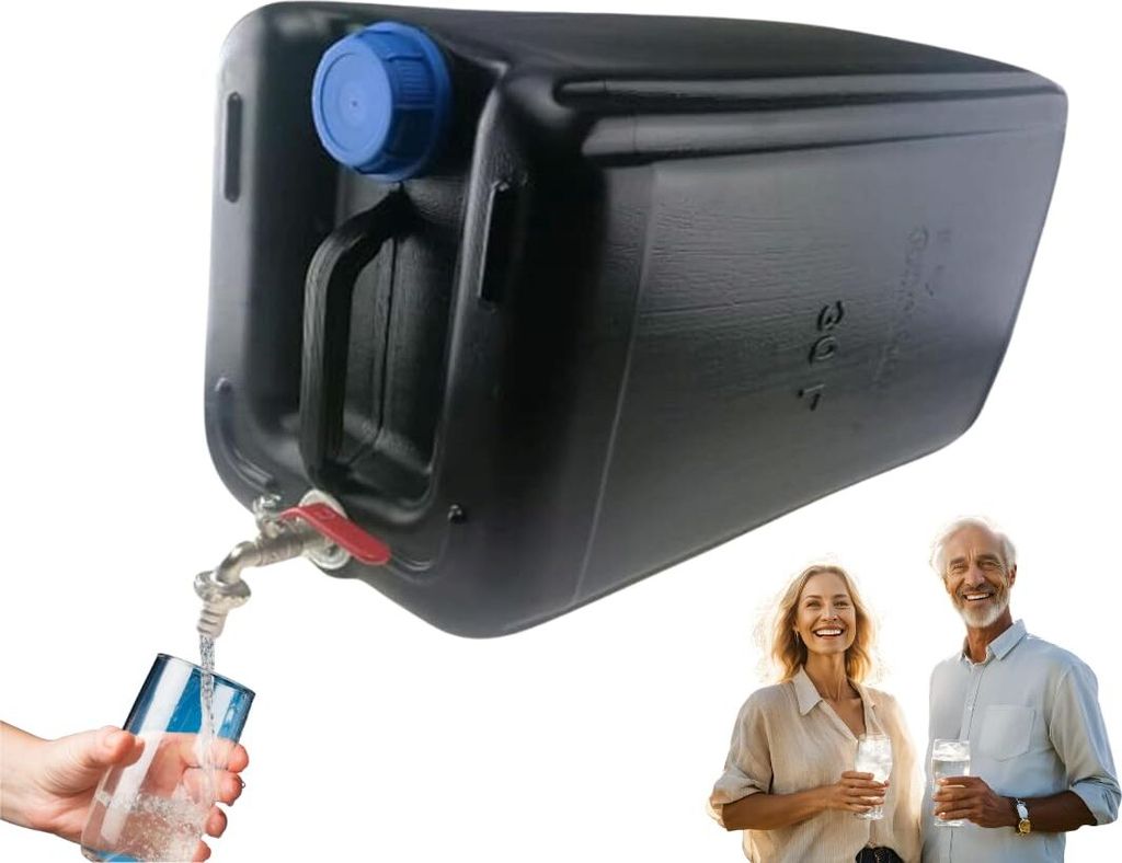 Anwicar Wasserkanister mit hahn - Wasser Kanister mit zapfhahn 30l - Camping Wassertank - Schwarz