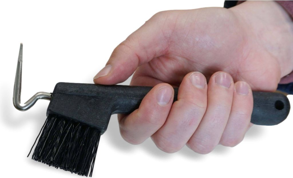 Hufkratzer für Pferde Esel Ziegen Huf mit extra Stabiler Bürste, Farbe schwarz