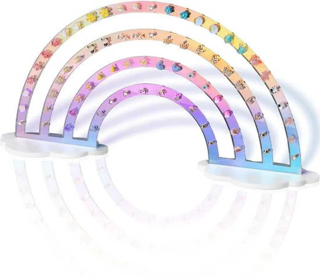 Porte-bijoux pour boucles d'oreilles en acrylique effet arc-en-ciel
