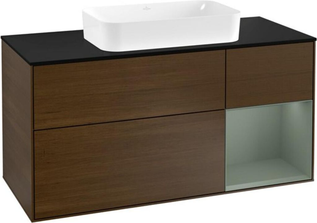 V&B Waschtischunterschrank Wandbeleuchtung Finion 120cm, Pl b m, Rg re Oli. m Lac, wal ven