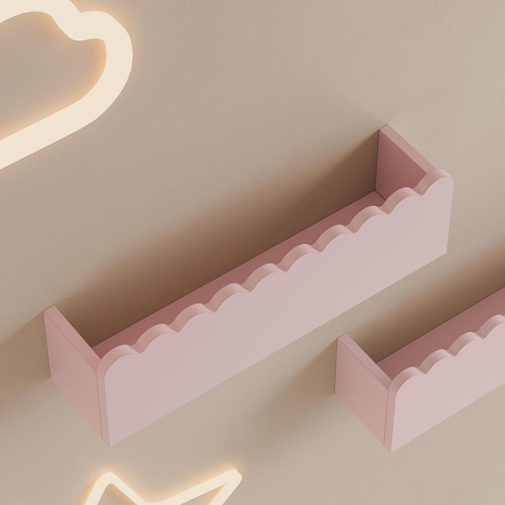 Kinder-Wandregal 2er Set 'Vestnes' MDF in Wellendesign 40 x Produktbild 
