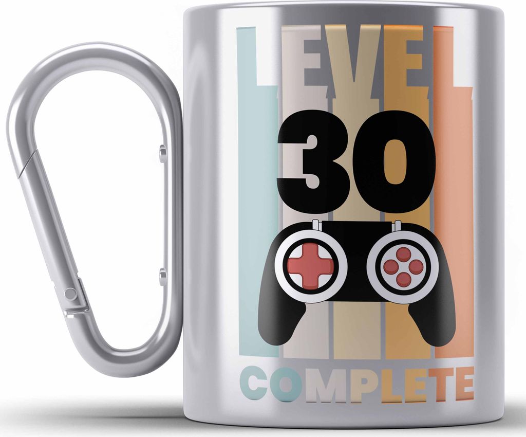 Trendation - 30. Geburtstag Edelstahl Tasse Karabiner Mann Geschenk 30er Geschenkidee 30 Vater Männer Lustig Geschenke (Silber)