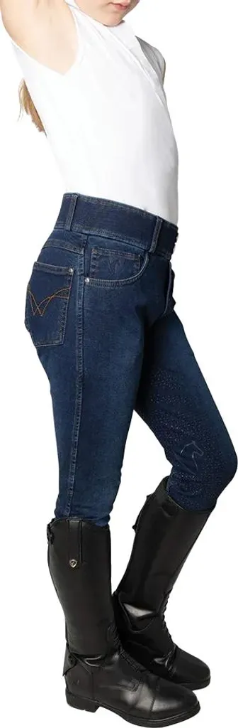 Pantalon équitation Hy Elevate Mizs avec grip genoux enfant bleu foncé
