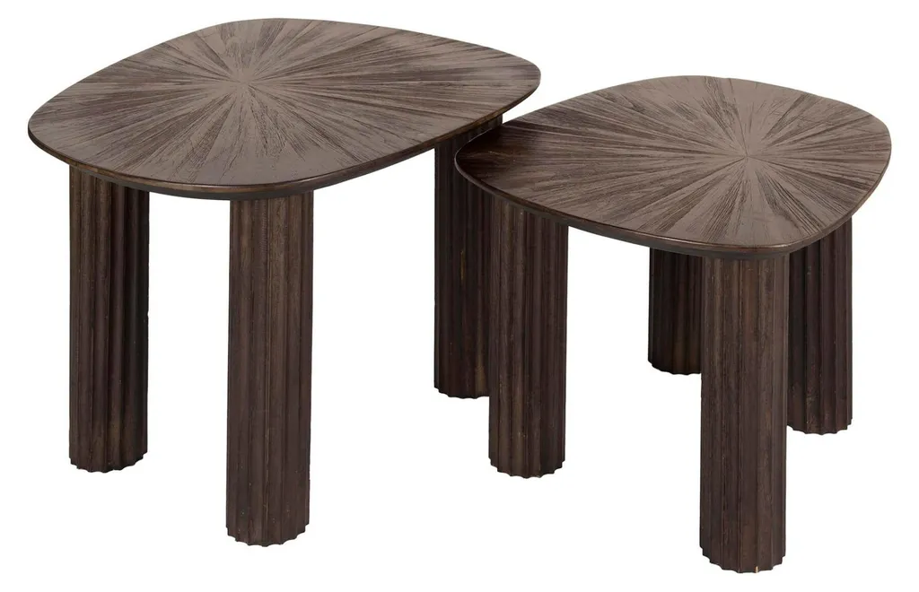 Table basse FURNLUX Maya Teck 62 cm lot de 2 tables gigognes marron