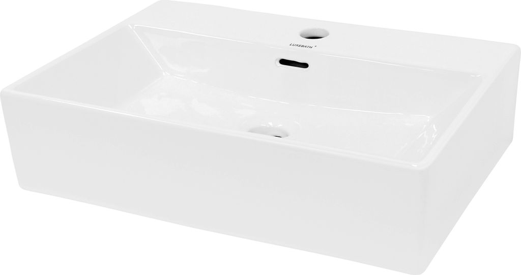 LuxeBath Aufsatzwaschbecken, Keramik, Weiß, Eckig, Produktbild 