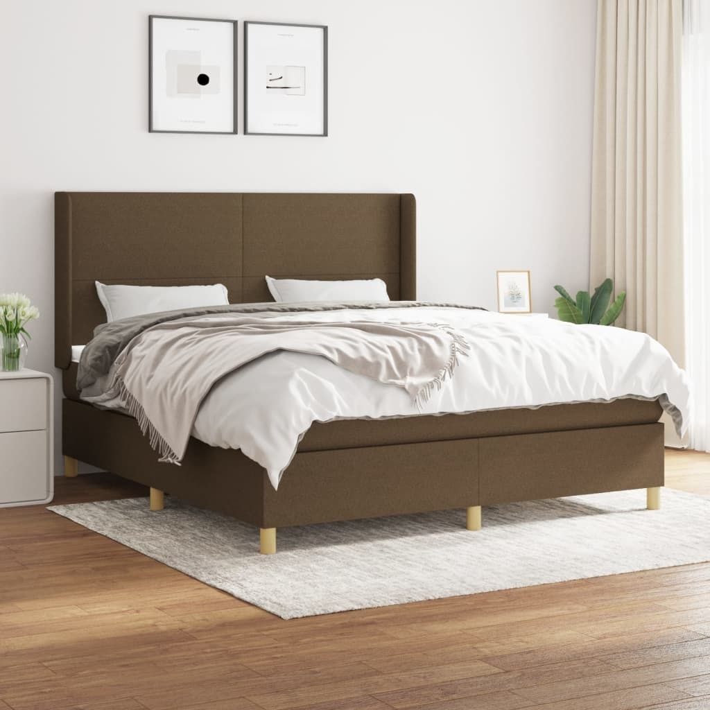 "2024"cloris Boxspringbett mit Matratze Dunkelbraun 180x200 cm Stoff - Klassische Betten CHY32768723