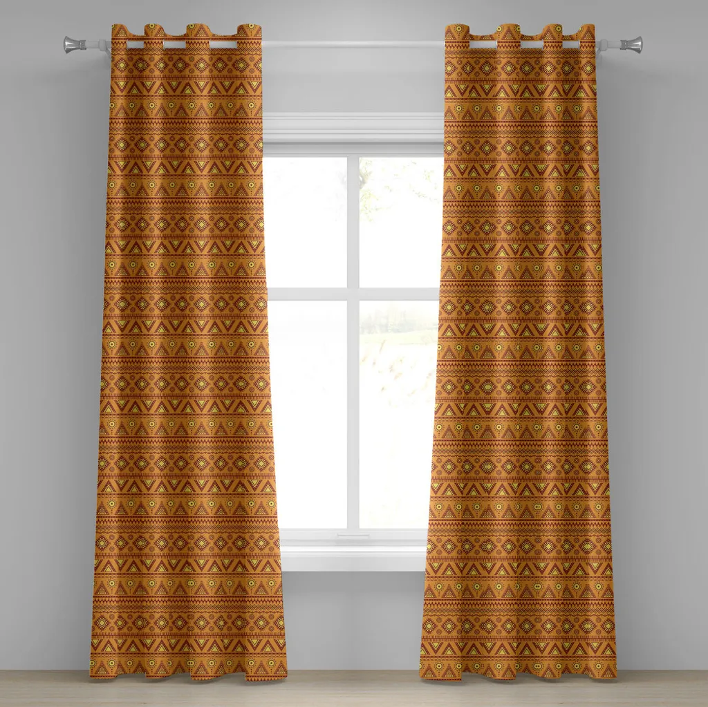 Rideau à œillets ABAKUHAUS motifs tribaux ethniques orange 280x175 cm