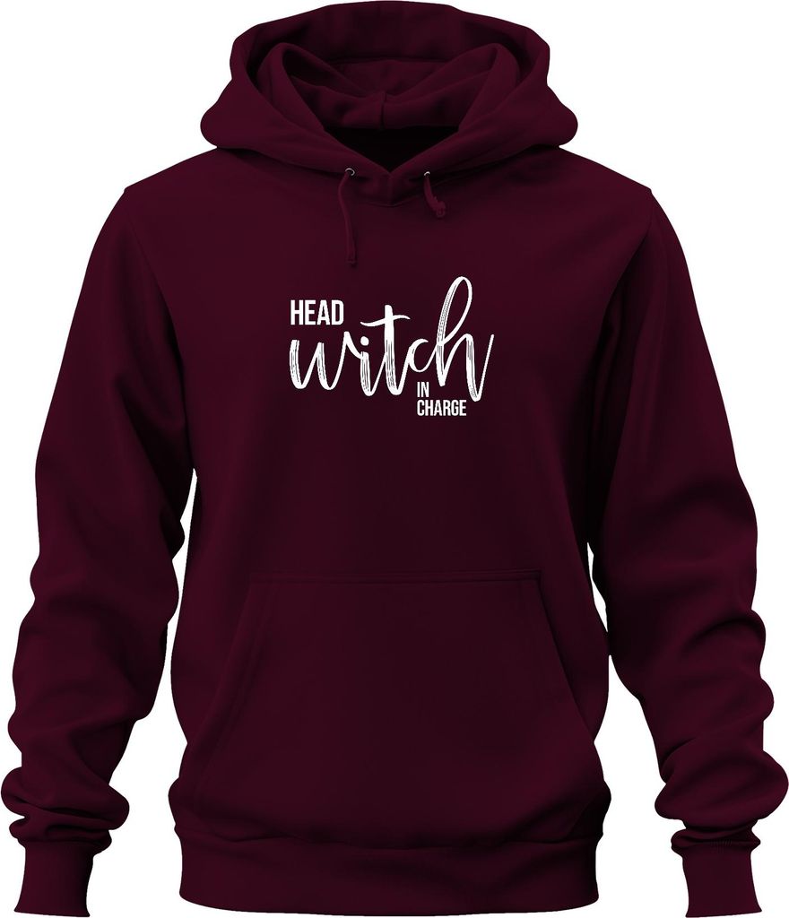 Halloween Hexe Geschenk Frauen Head Witch In Charge Hexenparty Uni Hoodie Kapuzenpullover, Burgundy, XL