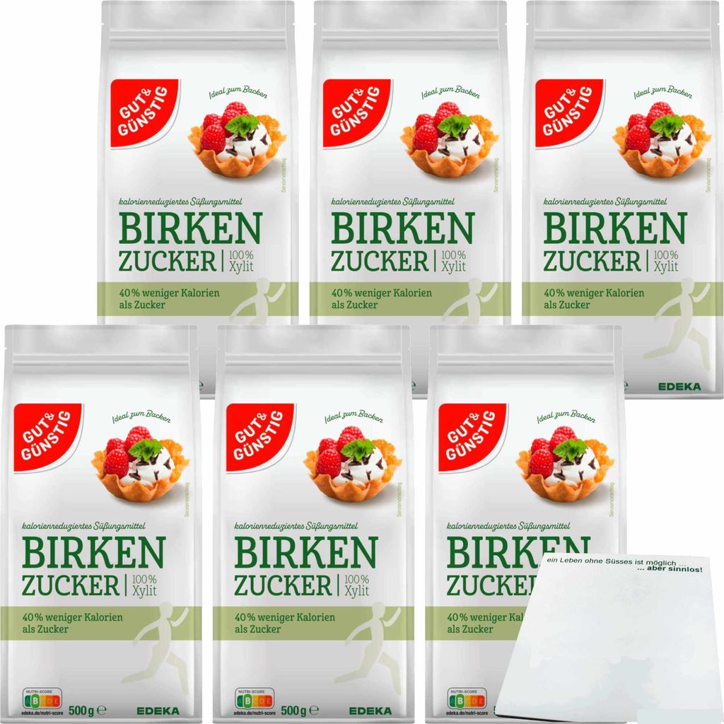 Gut & Günstig Birkenzucker 6er Pack (6x500g Packung) + usy Block