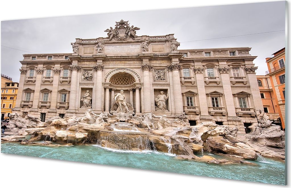 Glasbilder 140x70 Wandkunst Rom Brunnen Basilika