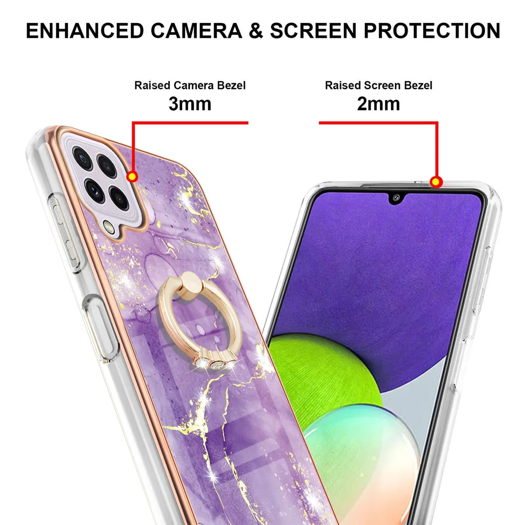 Regalo Ideale: Custodia Marmo Samsung A22 4G Chic con Anello - 3