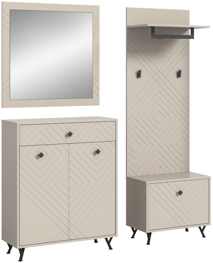 Garderoben-Set Notes | beige matt/sandfarben | 4-teilig