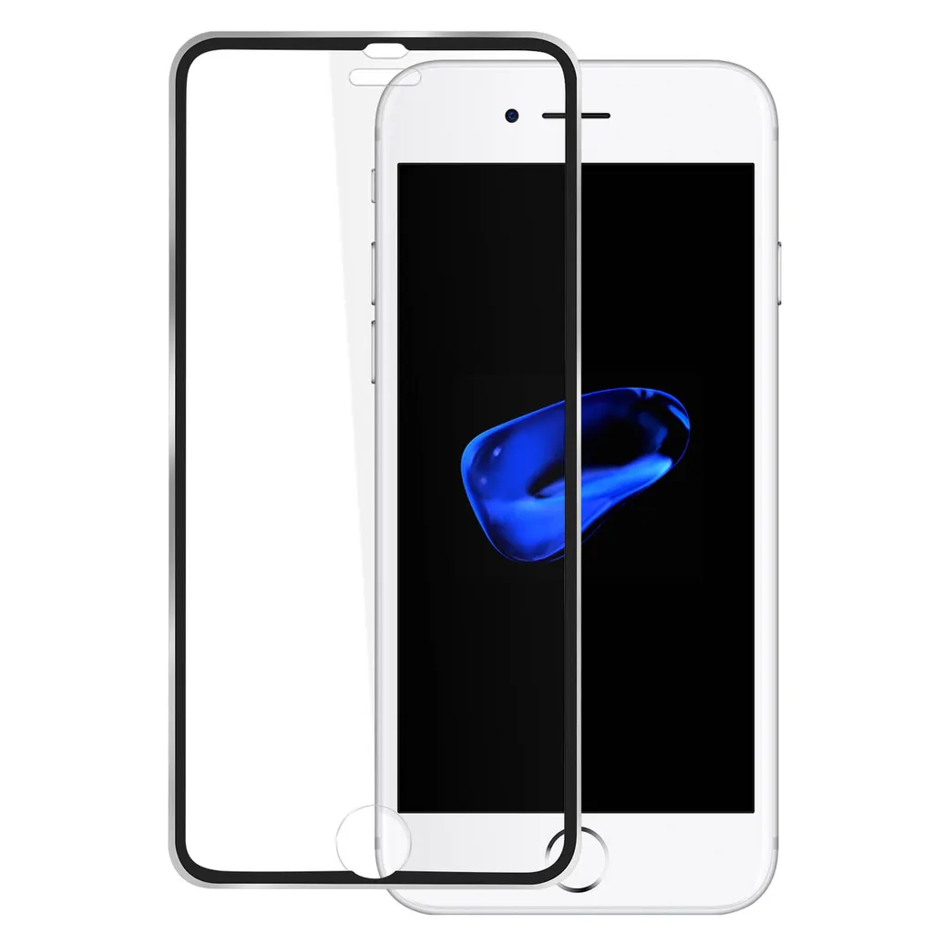 Vetro Temperato iPhone 7 8 con Bordo Nero Titanio - Protezione Display 9H