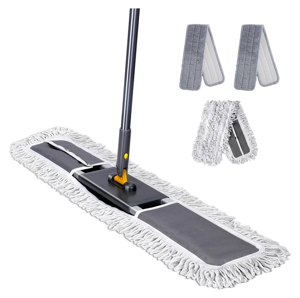 Bodenwischer 90 cm, Flachmopp mit 154 cm Edelstahlgriff, industrieller Wischmopp für Zuhause, Büro, Hotel, Einkaufszentrum und Garage, 1 Baumwoll...