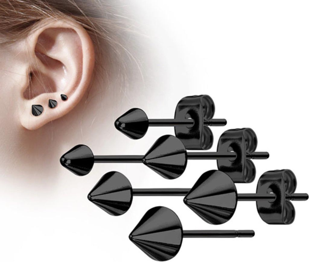 Ohrstecker Spikes Ohrringe Edelstahl Schwarz 5 mm Produktbild 