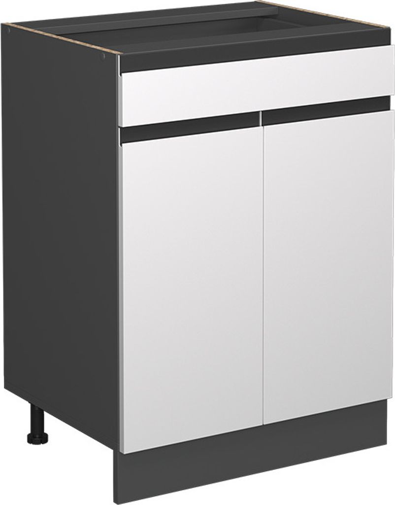 Küchenunterschrank Vicco R-Line Weiß 60 cm J-Shape, mit Schublade, ohne Arbeitsplatte, Model 39719