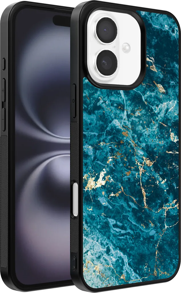 Smartphonica Custodia per iPhone 16 Plus con stampa in marmo - Custodia posteriore in TPU con disegno in marmo blu - Blu