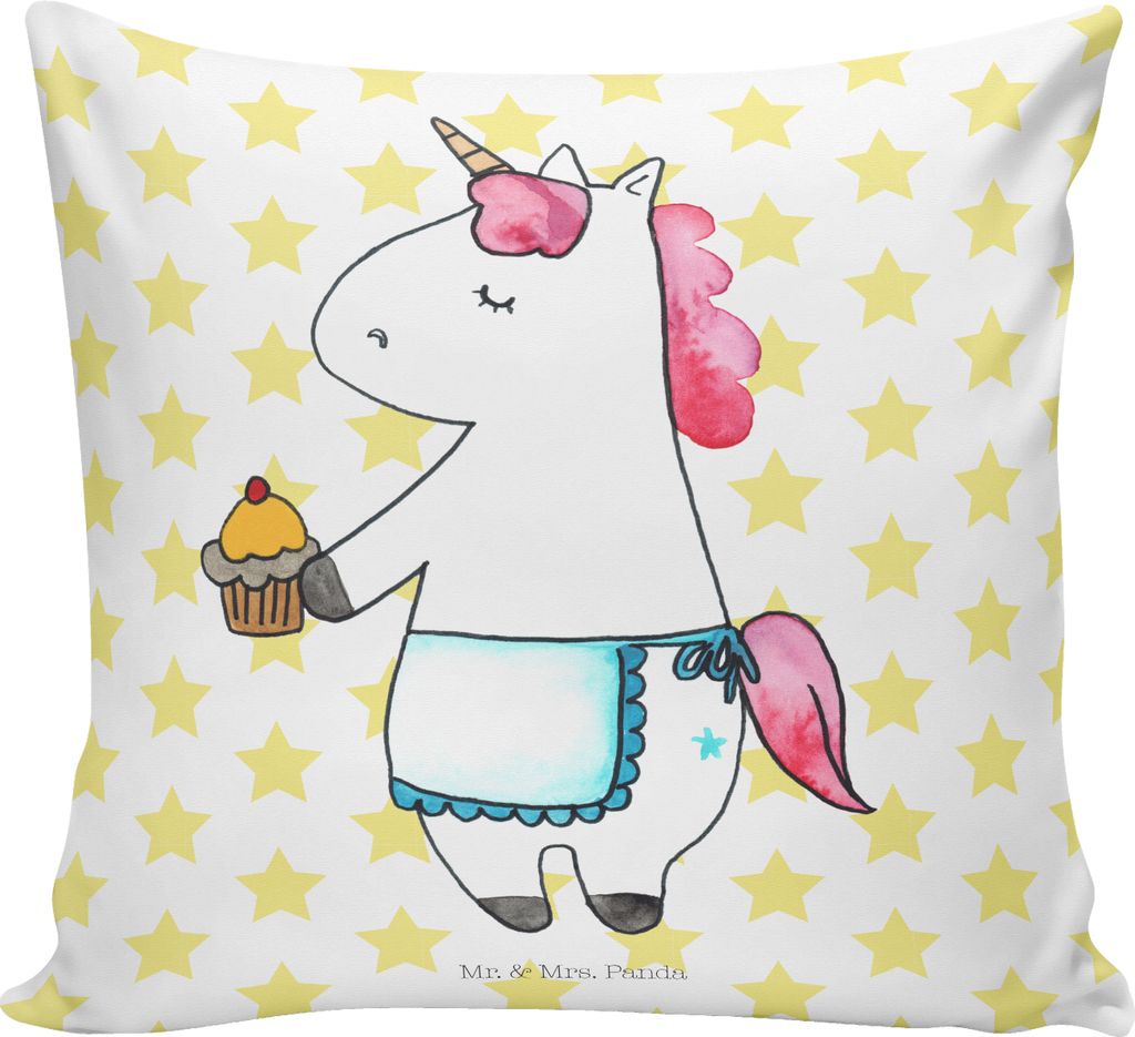 Mr. & Mrs. Panda kuschelkissen 40x40 Einhorn Muffin - Weiß - Geschenk, Unicorn, Sofakissen, Kekse, zier kissen, Grüße, Dekokissen, Geburtstag, B...