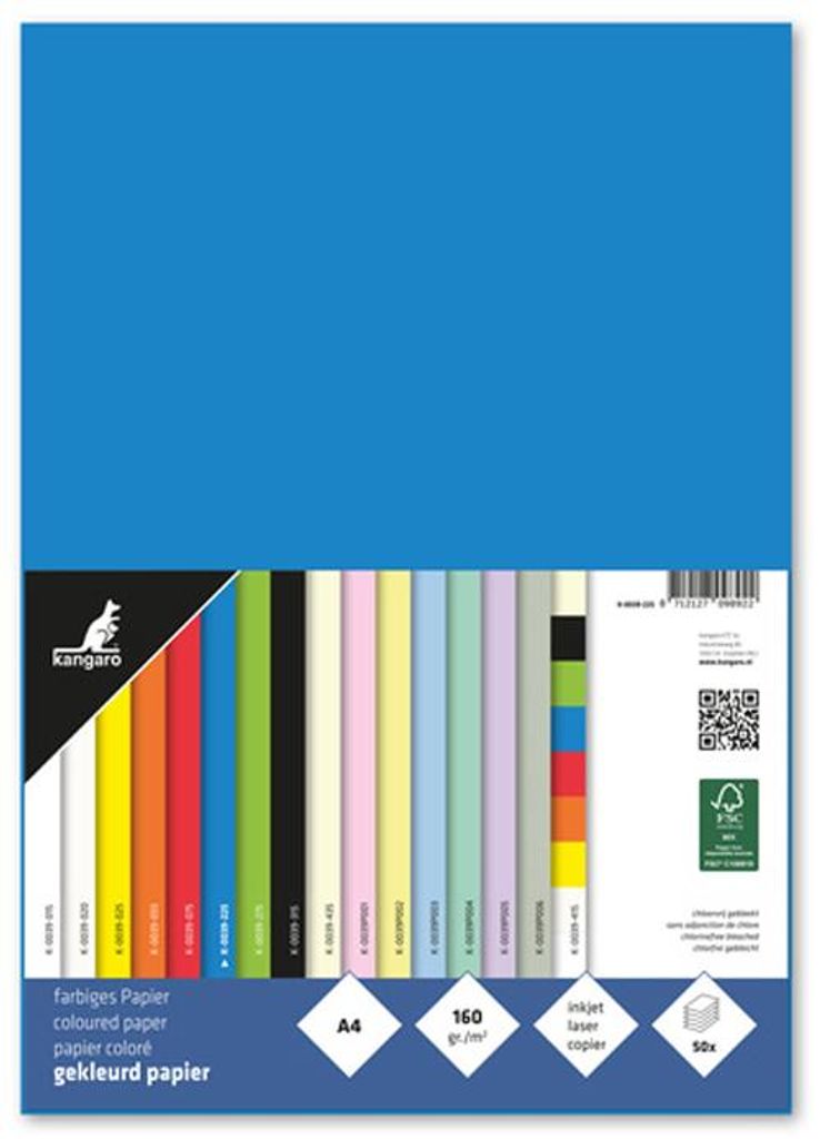 kangaro Multifunktionspapier DIN A4 160 g/qm blau 50 Blatt