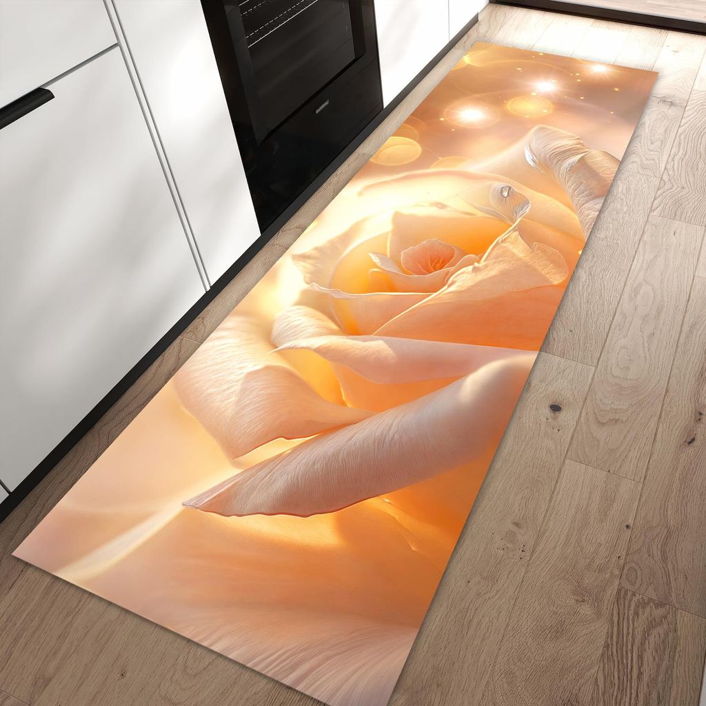 Küchenteppich 60x90cm rutschfest & abwischbar PVC Läufer - Leuchtende Blüte